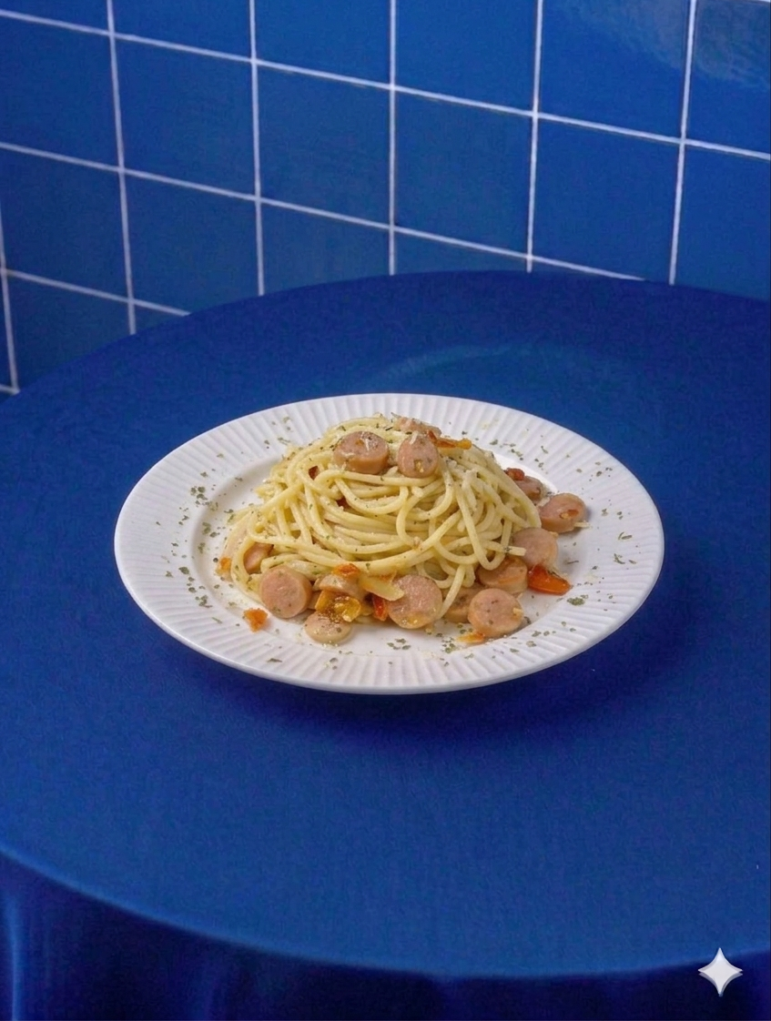 Aglio Olio Bloom Coffee & Place dengan pasta gurih bercita rasa bawang putih khas Italia