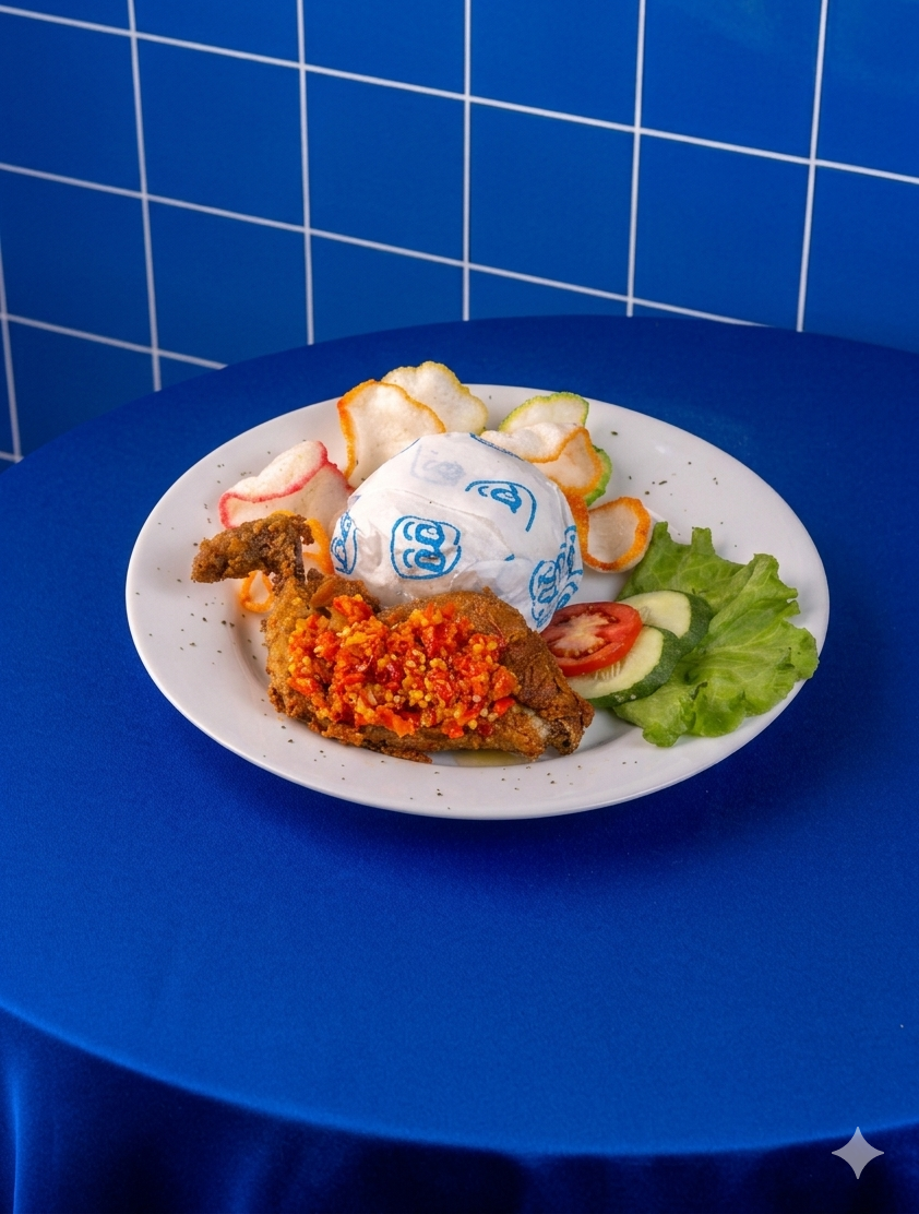 Ayam Geprek Bloom Coffee & Place dengan ayam crispy dan sambal pedas yang menggugah selera