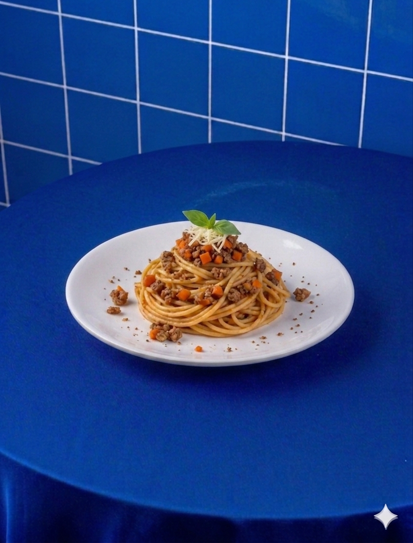 Bolognese Bloom Coffee & Place dengan pasta dan saus tomat gurih yang kaya rasa