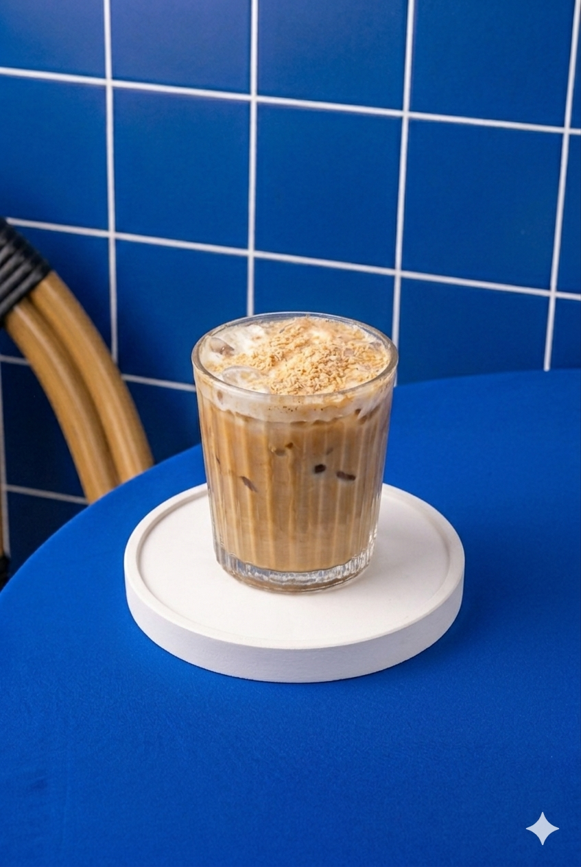 Butter Bloom Crunch Latte Bloom Coffee & Place dengan perpaduan espresso creamy dan crumble renyah