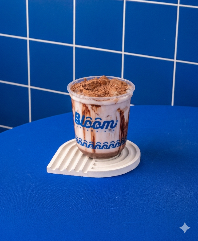 Choco Bloomshake Bloom Coffee & Place dengan perpaduan cokelat yang kaya dan tekstur creamy