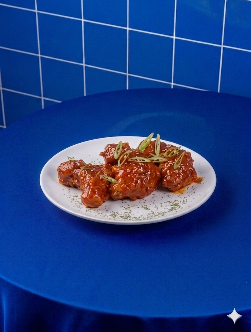 Hot Lava Wings Bloom Coffee & Place dengan sayap ayam renyah dan saus pedas yang menggugah selera